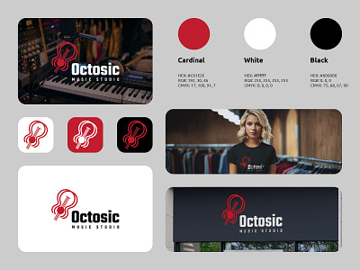 Octosic Logo animal branding business logo logos mockup modern music music studio octopus simple