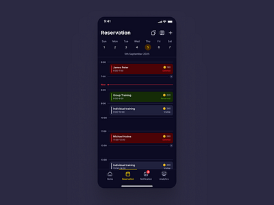 Reservation Calendar – Appetite UI app calendar design detail event events resevation ui ux week