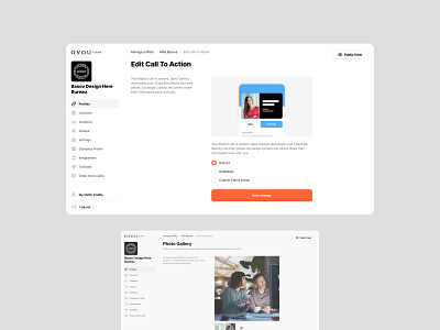 Manage profiles. Edit call to action. SaaS. OVOU for Teams NFC add to contact branding business nfc card card for teams contact sharing contacts list corporate profile dashboard dashboard design digital business card ecommerce edit call to action manage profiles nfc card nfc team cards saas design share contact smart digital business card team cards web