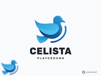 CELISTA Playground Logo Design animal bird branding colorful cute education fly geometric gradient identity logo mark mascot playful playground logo songbird symbol wings