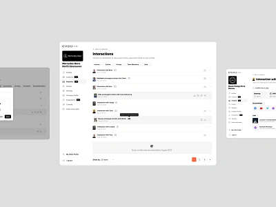 Interactions page. Team Dashboard OVOU for Teams NFC card. SaaS add to contact branding business nfc card card for teams contact sharing contacts list corporate profile dashboard dashboard design digital business card interaction interactions page nfc card nfc team cards ovou share contact smart digital business card team cards ui web