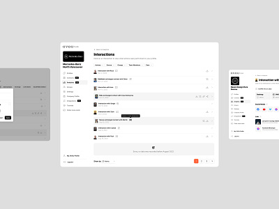 Interactions page. Team Dashboard OVOU for Teams NFC card. SaaS add to contact branding business nfc card card for teams contact sharing contacts list corporate profile dashboard dashboard design digital business card interaction interactions page nfc card nfc team cards ovou share contact smart digital business card team cards ui web