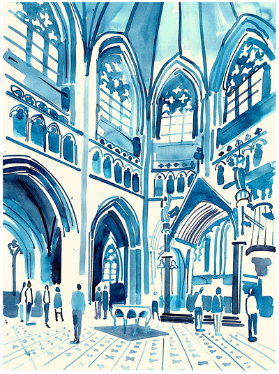 Cathédrale Saint-Corentin, Ben Pearce architecture cathedral conceptual illustration editorial illustration illustration illustrationart illustrationartist illustrationzone illustrator ink inkdrawing interiors