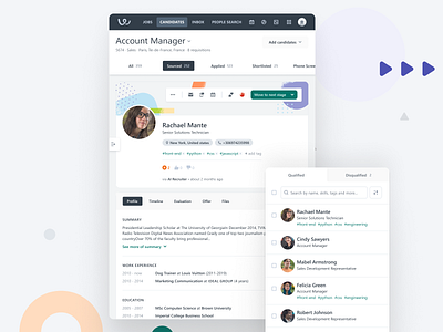 Candidate management design drawer product design recruiting responsive design ui ux