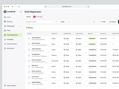 Visitor Management Table Interface - Workspace Platform 💫 admin b2b b2c component dashboard design management product design table ui ux web