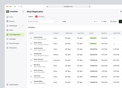 Visitor Management Table Interface - Workspace Platform 💫 admin b2b b2c component dashboard design management product design table ui ux web