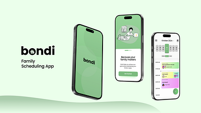 Bondi - Family Schedule Management App (UI/UX Design) calendar case study family schedule ui ux