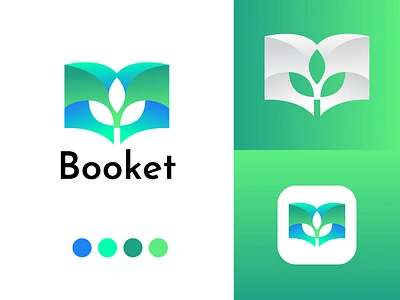 Booket Eco Book Logo abstractlogo book booket brand identity branding brandingdesign eco education element green health healthy leaf logo natural nature organic plant symbol tree