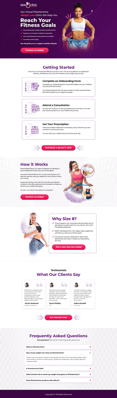 Size Clinic Landing Page Sales Page Design branding graphic design ui