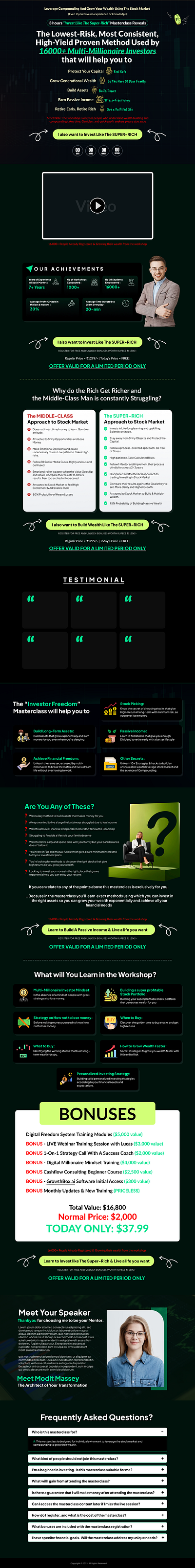 Stock Market Landing Page Design branding graphic design ui