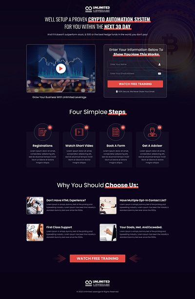 Crypto Automation Landing Page design animation branding graphic design logo ui