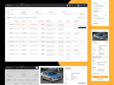 Carshop interface order ui ux