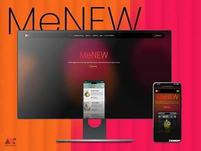 MeNEW blur digital menu modern modern ui modern website orange pink pink and orange restaurant menu ui ui design