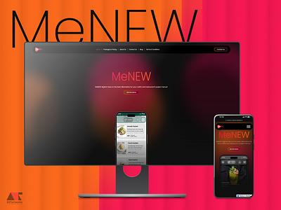 MeNEW blur digital menu modern modern ui modern website orange pink pink and orange restaurant menu ui ui design