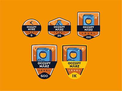 Occupy Marz Badge achivement award badge beer branding brewing craft beer design earth graphic design hops icon icon set illustration level logo mars space vector