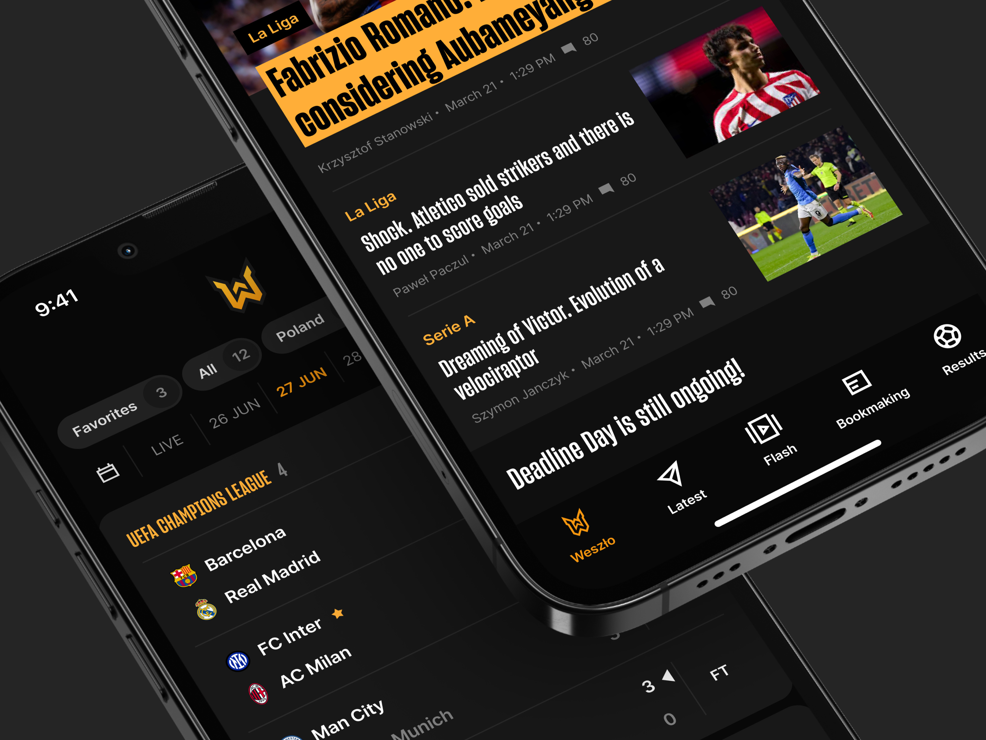 Weszlo App 2 app article deisgn football live score mobile news score soccer sport table ui ux web