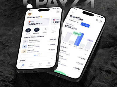 Payz I Fintech Mobile App animation app branding card creative design finance fintech interaction landing page mobile app mockup motion graphics product design ui user interface ux wallet