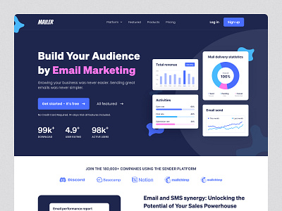 Landing Page Website Design (Hero Section) branding crm crm websiite design email marketing email marketing web design email marketing website design free landing page full page desing hero section landing page landing page design latest design new saas saas email section design ui uiux web design