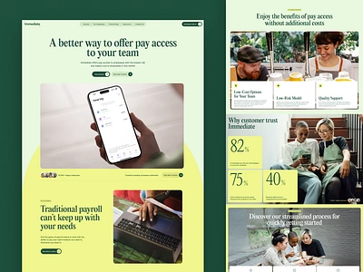 Immediate Website Home Page Design business design finance fintech graphic design home page hr interface landing page ui user experience user interface ux ux design web design web development web marketing webflow website website design