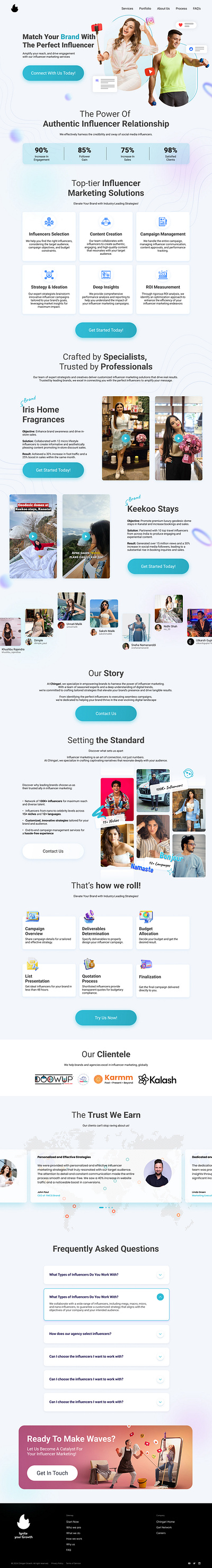 Landing Web UI of Influencer Marketing design landing website ui