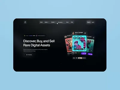 NFT Marketplace Landing Page -https://origaminfts.framer.website blockchain crypto design nft ui ux web3