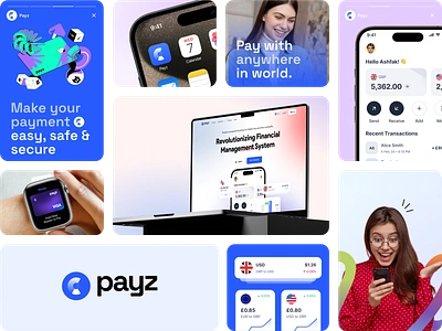 Payz I Fintech Mobile App Branding animation app branding card creative design finance fintech graphic design interaction landing page mobile app mockup product design ui user interface ux wallet