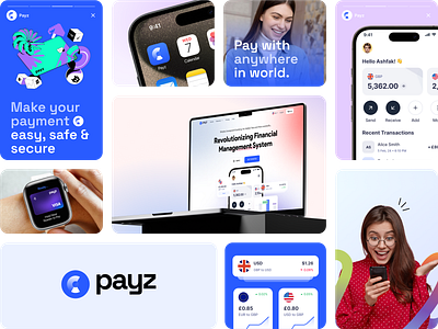 Payz I Fintech Mobile App Branding animation app branding card creative design finance fintech graphic design interaction landing page mobile app mockup product design ui user interface ux wallet