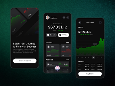 Investment Mobile App app design finance fintech investing investment app mobile app mobile investing portfolio management ui ui design uiux uiux design ux ux design