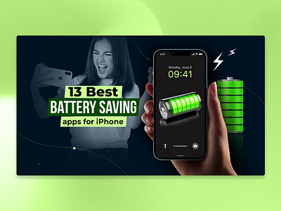 Eye-Catching Blog Header: Best Battery-Saving Apps for iPhone design inspiration