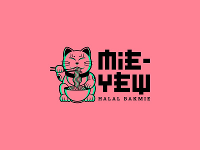 Mie-Yew - Logo Design bakmie cat logo chines cat logo noodles cat logo noodles logo