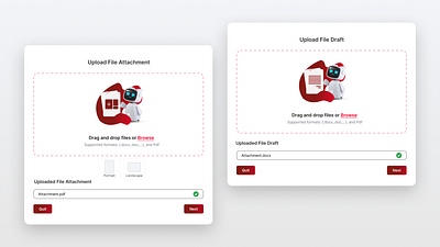 Upload File - Card Inspiration attachment card idea card preference document draft figma idea inspiration red robot uiux upload upload card upload file website website idea