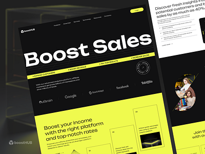 boostHUB - Webpage design agency web design boost business chart design home page identity landing page management marketing tool minimalist modern optimization platform revenue scale up service uiux web design website