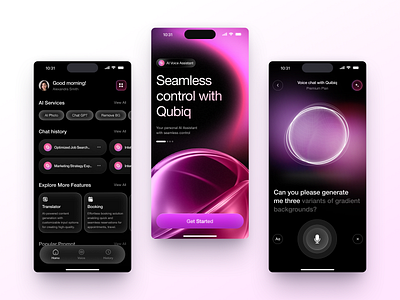 Qubiq - Mobile for AI 3d app app design app ui design design graphic design interface ios app iphone app mobile app mobile design mobile ui product service startup ui uiux ux