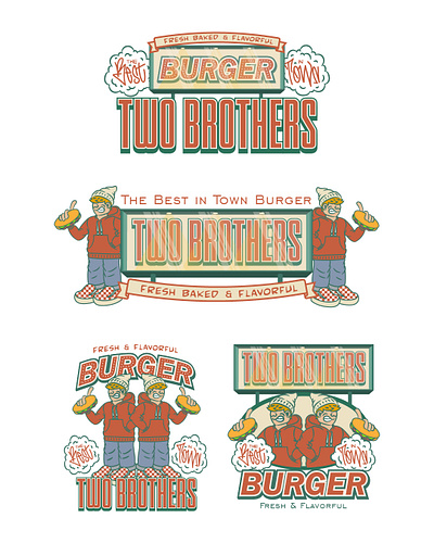 "TWO BROTHERS BURGER" BRANDING branding burger character clean design food graphic design illustration logo vector