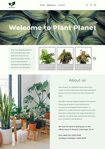 PlantPlanet - Online Plant Store dribbleshots ecodesign minimalui natureinspired uiux webdesign