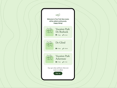 Tree Trail App Animation animation app green hiking jitter map purple route tree ui ux yellow