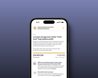 Petisi pada website Dewan Perwakilan Rakyat ui ux web webdesign