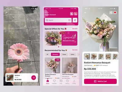 Bouquet Purchase Apps 3d animation apps branding design e commerce fyp graphic design homepage illustration interface logo motion graphics pink ui uiux ux uxui vector web