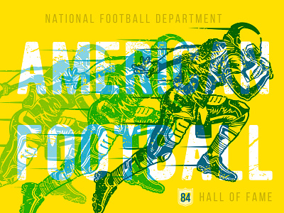 American Football - Hall of Fame action sports american club designoftheday football graphic design hall of fame illustration illustration art overprint rugby soccer sports design sporty type design