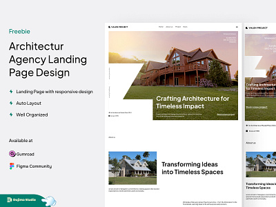 Freebie - Architecture Agency Landing Page Design architecture agency architecture design design download figma community figma file freebie landing landing page landing page design mobile responsive template website ui ui kit ux web web app web design website