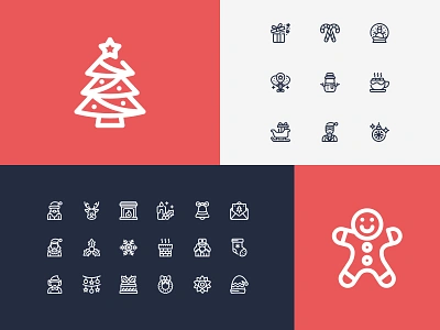 Christmas Icon Pack christmas december decoration deer eklip studio fireplace holiday hot chocolate icons pine tree santa claus snowflake snowman ui winter