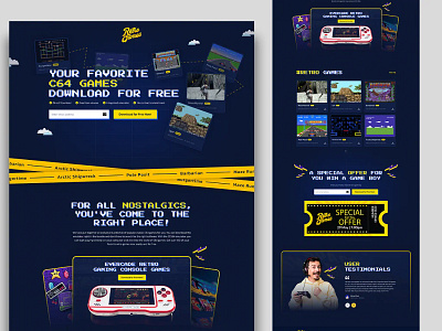 Retrogames - landing page design design landing page ui web design