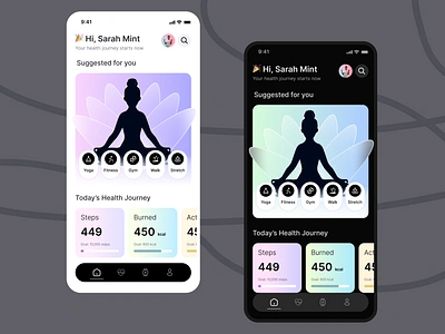 Wellness & Fitness App app creative design design gradient greatdesign health meditate minimal mobile product sport trending ui uiuxdesign ux yoga