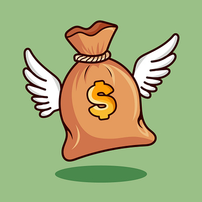 Fun Money Bag Vector Illustrations with Wings money