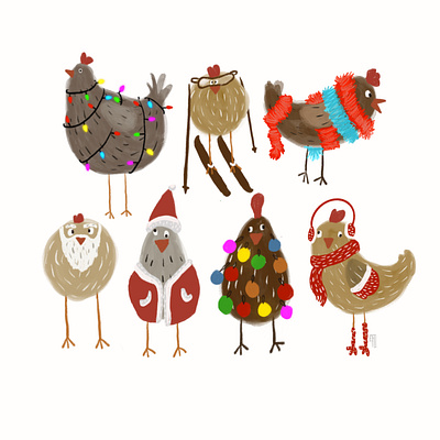 Christmas Chickens characterconcept chicken farm chickens christmas christmaschickens concept cute festive funny funny illustration illustration kidlit mad chickens