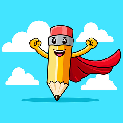 Fun Pencil Hero Vector Illustrations for Kids clipart