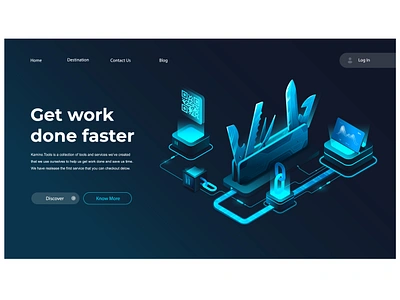 Isometric Illustration for Landing Page: Digital Services charts crypto cyber digital electronic graphicdesign homepage illustration isometric knife landing link security tablet technology tools ui