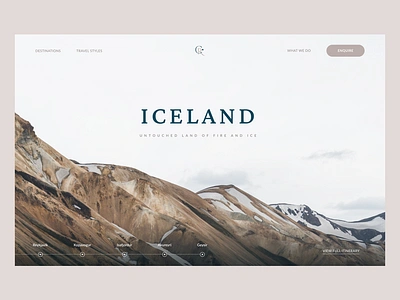 Discover Iceland: Travel Agency Website design destinations europe landing page tourism tourism agency tourists travel travel agency ui user interface ux web design website website design