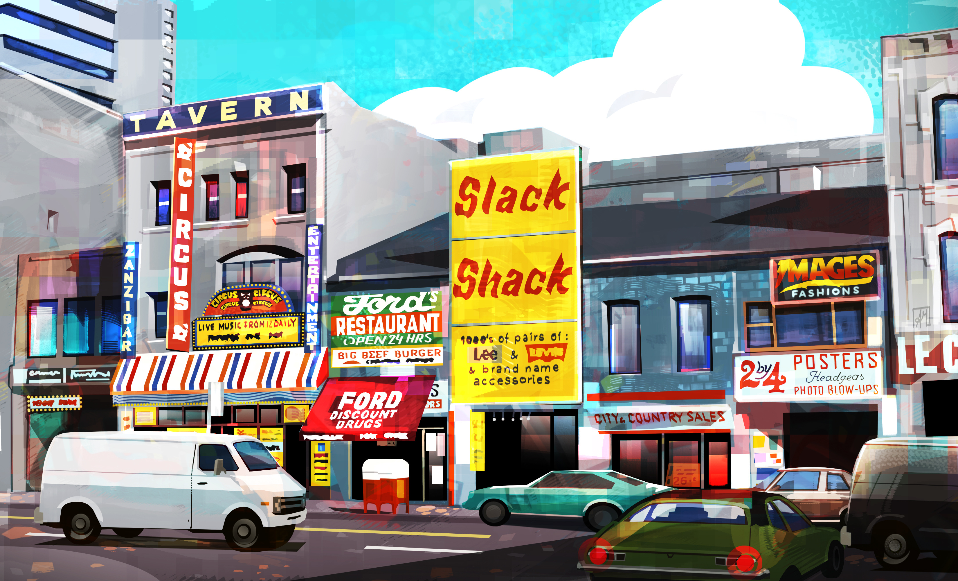 Retro Toronto - Slack Shack city colourful illustration print retro toronto vector vintage