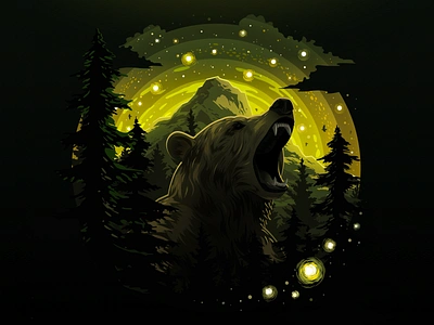 Wild Bear 🐻 art bear dark forest guardian illustration inspiringillustration landscape legend magic forest mountain mystic bear nature negative prokopenko roar wild wildlife wildspirit